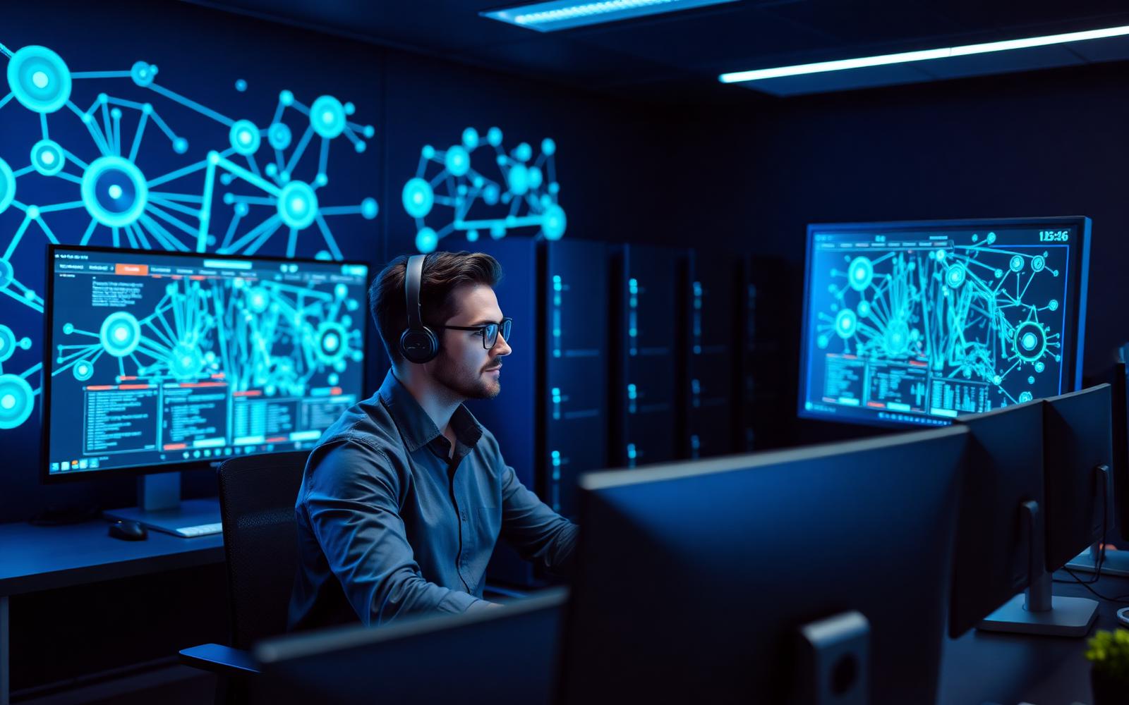 Professionnel TI travaillant sur infrastructure réseau